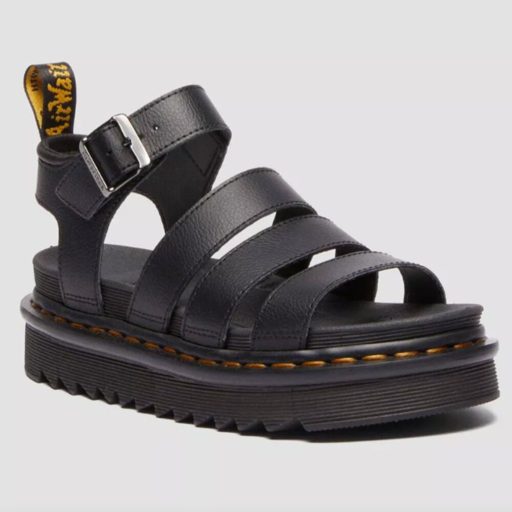 Dr. Martens Blaire Athena Leather Strap Sandals Black Size 7 US 38 EU